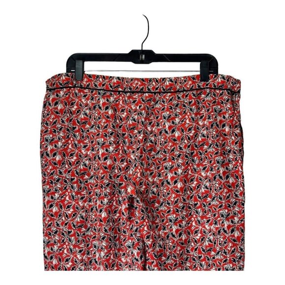 Marni Pants Womens 10 Red Silk Abstract Floral Print‎ Flowy Wide Leg - Picture 4 of 10